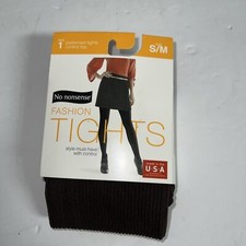 New Women s No Nonsense Espresso Rib Fashion Tights Patterned Control Top S/M