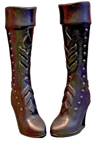 Moda Muñeca Barbie Zapatos Altos Botas Negras Imitación Con Cordones Look Bruja Disfraz 3" - Imagen 4 de 8