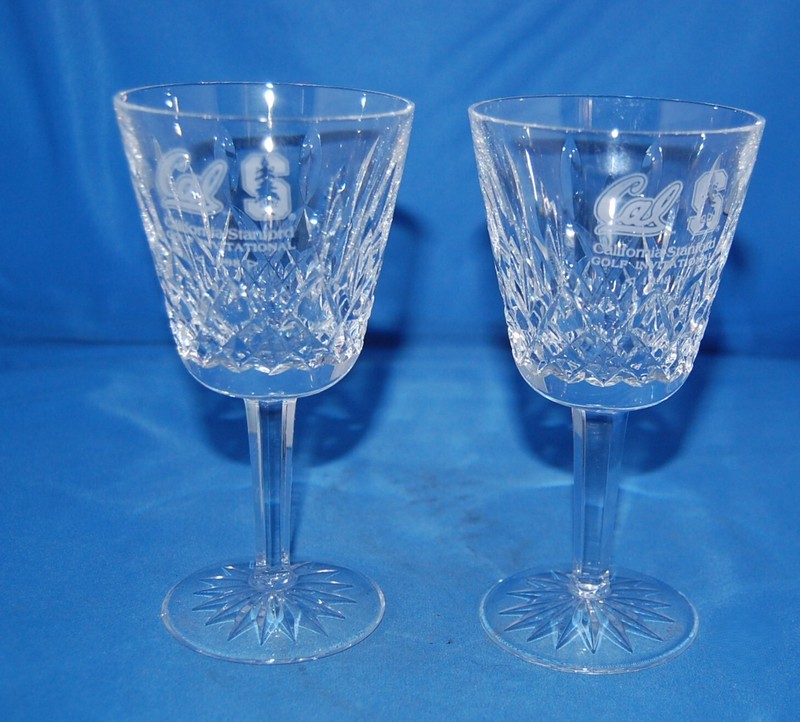 Waterford Lismore Claret Glasses: California-Stanford Invit. Golf Tourney, 1998