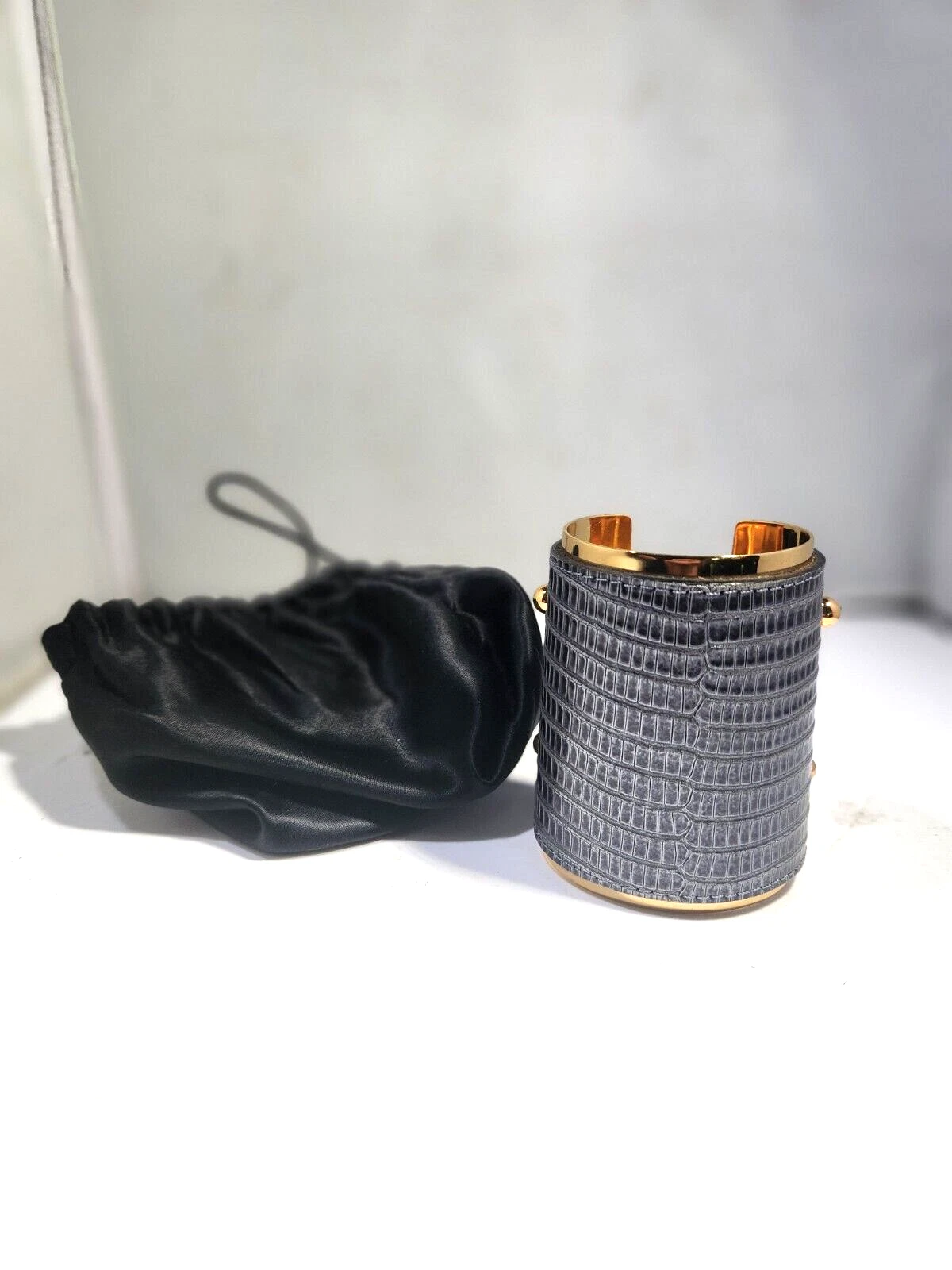 SAINT LAURENT (YSL) POLSINO VINTAGE YVES SAINT LAURENT YSL PELLE DI SERPENTE E PLACCATO ORO