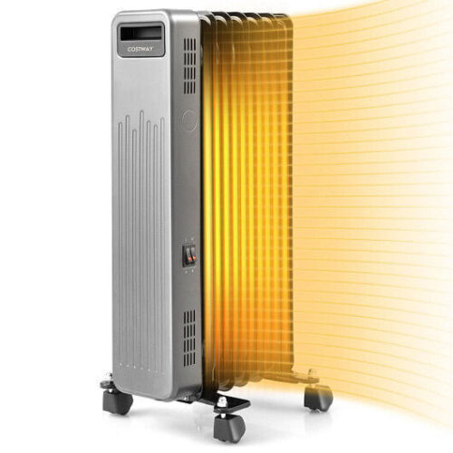 1500W Portable Oil-Filled Radiator Heater for Home and Office-Black - Color: Bl