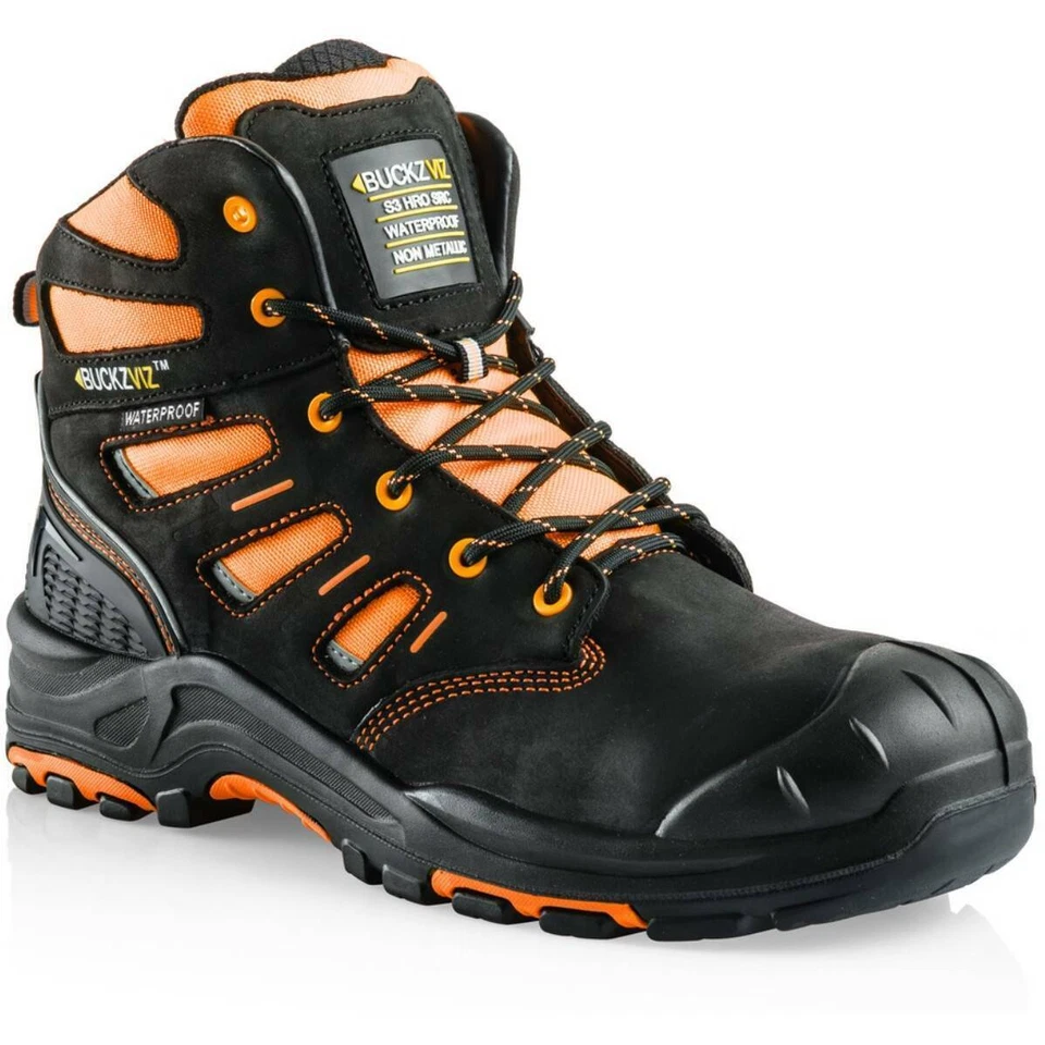 Buckler BVIZ2 Work Boots - Black/Orange, 10 UK