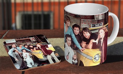 Taxi TV Serie 70er - 80er Jahre - Keramik Kaffee / Tee Becher + passender Untersetzer