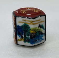 Vintage Ceramic Japanese Incense Holder 1.5” Painted Village House Floral 21