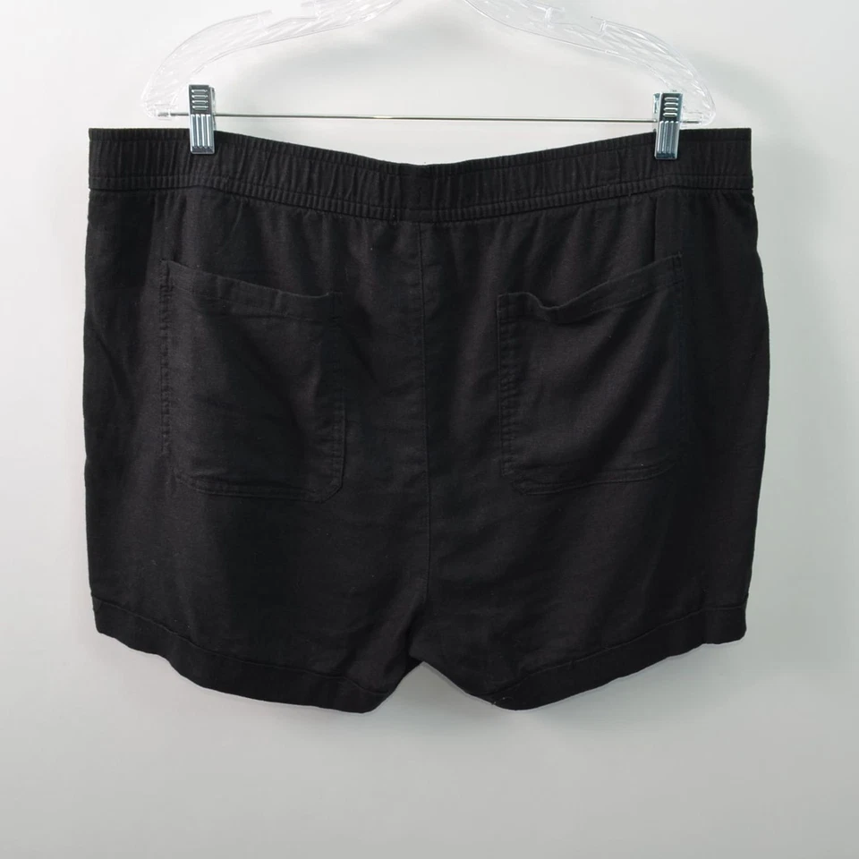 Old Navy High Rise 4" Linen Blend Short Womens XL Black Elastic Waist Drawstring - Image 2 of 4