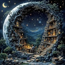 Bookshelf Diamond Art Kits for Adults, Vintage 5D Diamond Painting for Adults...