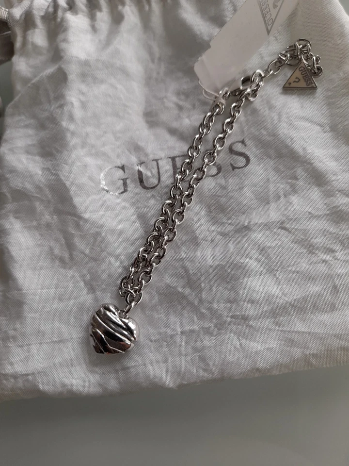 GUESS Damen Armband  Armkettchen Herz Besatz weiß silberfarben / NEU - Bild 2 von 4