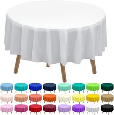 White Plastic Tablecloths 2 Pack Disposable Table Covers 84 Inch Circle Bridal