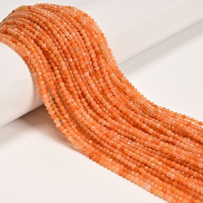 Natural Red Aventurine Faceted Round Beads Size 2mm 15.5'' Strand