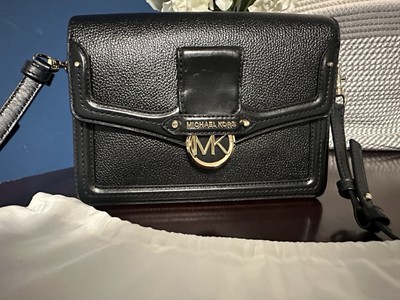 Michael Kors Black Leather Shoulder Bag with MK Logo