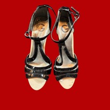 G by GUESS Womens T-Strap Platform Stiletto Heels Black Patent Open Toe 8.5 Y2K