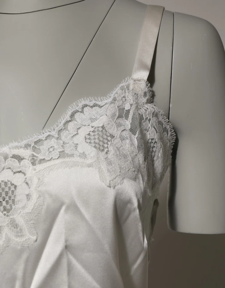 DOLCE & GABBANA Ropa Interior Off White Floral Encaje Tanque Lencería Top IT3 / M 560usd Foto 2 de 4