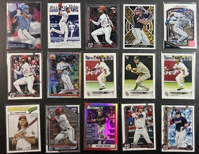 Washington Nationals Card Lot of 15 -  James Wood - CJ Abrams - Dylan Crews