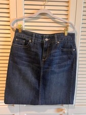 L.L. Bean Dark Blue Denim A-Line Skirt 6