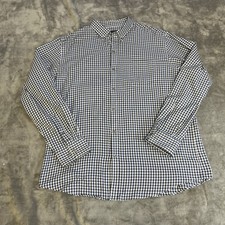 Van Heusen Button Down Mens Large Blue Gingham Check Long Sleeve Dress Shirt