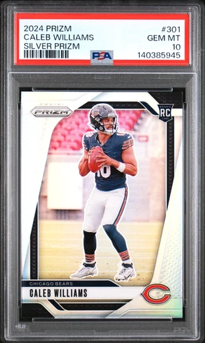CALEB WILLIAMS 2024 PRIZM SILVER ROOKIE RC #301 PSA 10 GEM MINT! BEARS NFL USC!