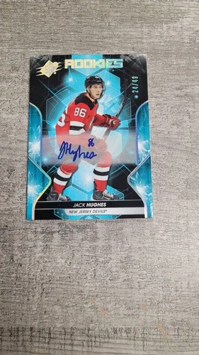 2019-20 SPX Rookies Tier 3 Jack Hughes Auto #100 /49 SP Parallel
