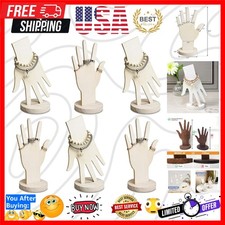 6 Pcs Real Wooden Hand Form Jewelry Display Set, 2 Way Design for Wall Hangin...