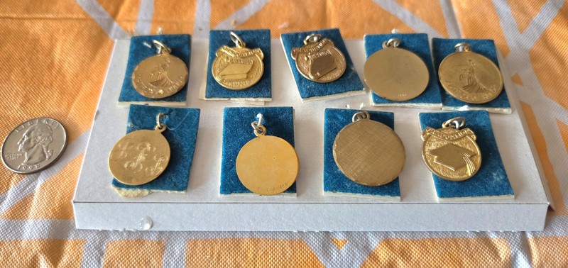 Nine Old Jewelry Store Stock Gold-filled Charms on Orig. Cards 2+ Gr Each 