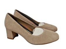 Walking Cradles Jessica Pump Chunky Heel Comfort Shoe-Taupe-Size 7.5 Wide
