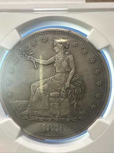 1876 S NGC AU53 Silver Trade Dollar NO CHOPMARKS Under-Graded 💥 Beautiful 💥 ￼
