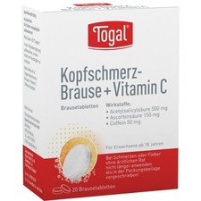 TOGAL Kopfschmerz-Brause + Vit.C Brausetabletten 20 St. PZN 03822501