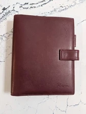 Vintage Flavia Day Timer Planner Classic 7-Ring Organizer Brown Leather Folio