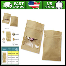 1000 Pack Clear Window Kraft Paper Bags 2.7 x 3.5 in Resealable
