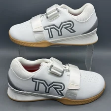 TYR L-1 Lifter Mens 8 Women’s 9.5 Weight Training Power Lifting Shoes White Gray