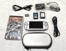 Sony PSP 3000 Console Silver w/Gundam Battle Universe USED Japan Free Shipping