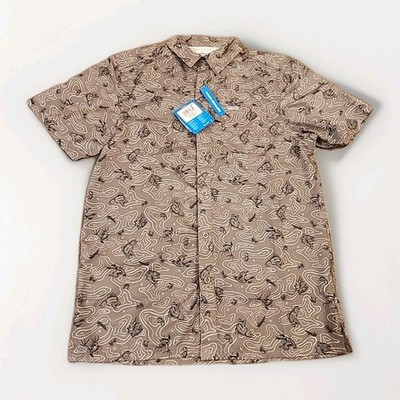 Columbia Shirt Super Slack Tide Camp Men Small Brown PFG Chemise Fishing Vented