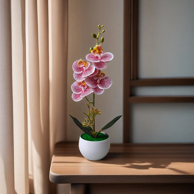 60cm Künstliche Orchidee Pflanze im Topf Realistische Weiße Blume Home Tischdeko
