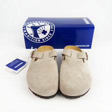Birkenstock Boston Taupe Classic Suede Soft Footbed Clog Women's Shoes
