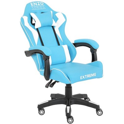 Gamingstuhl Enzo Blue/White mit stufenlos verstellbarer Rückenlehne