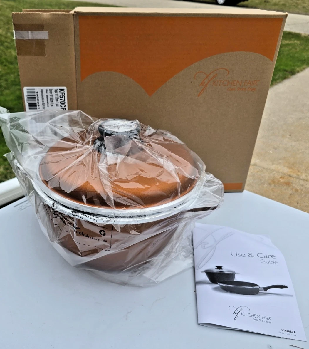 Stunning! New! Kitchen Fair Copper Orange 5 Qt Dutch Oven in Box Aluminum USA