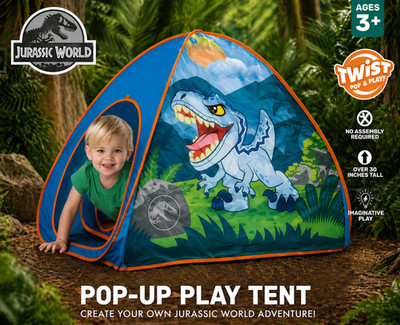 Jurassic World Velociraptor Blue Twist Pop Up Play Tent Dinosaur NIB 3+ Jakks