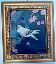 ANTIQUE  OIL PAINTING  OF  BIRD