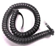 AT T 4-Line Phone Handset Cord 1040 1070 1080 Curly Charcoal Gray Black 9Ft