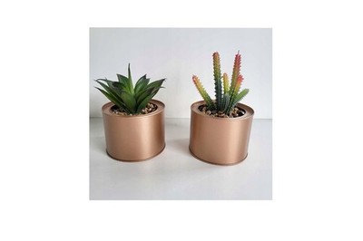 LIVARNO home Kunstpflanzen Set   2 Pflanzen im Metalltopf + Sticker   künstliche