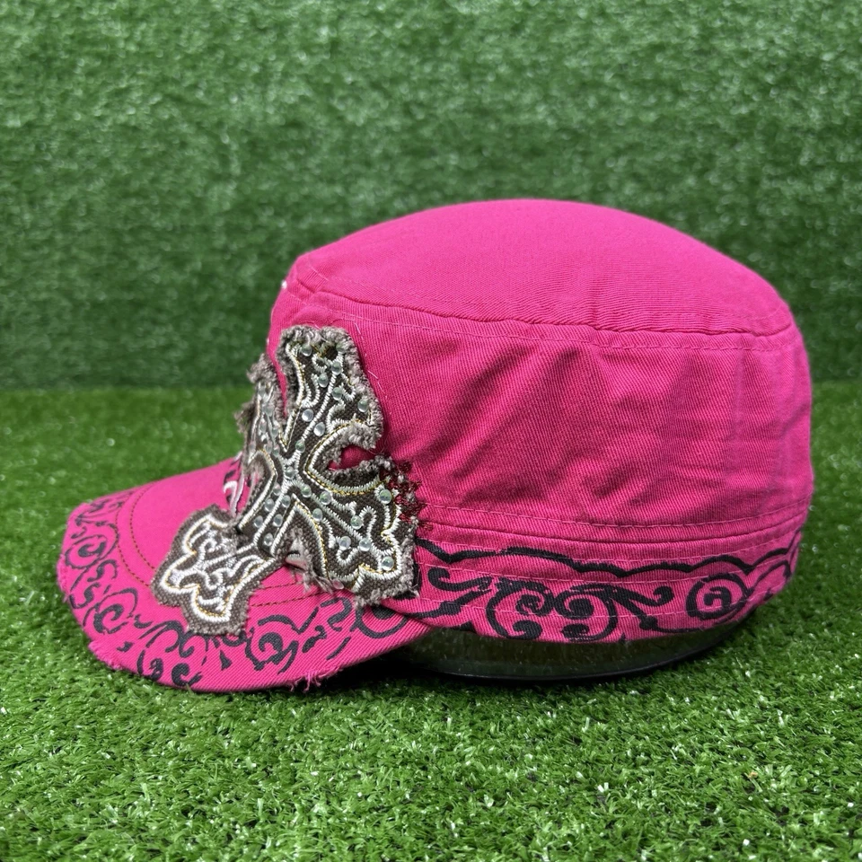 Vintage 2000s Leader Y2K Affliction Ed Hardy Style Cross Tribal Military Hat Cap - Image 4 of 4