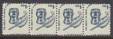 (F364-32) 1975 USA Ink Quill 1c strip of 4stamps (Miss perforated) (AG) 