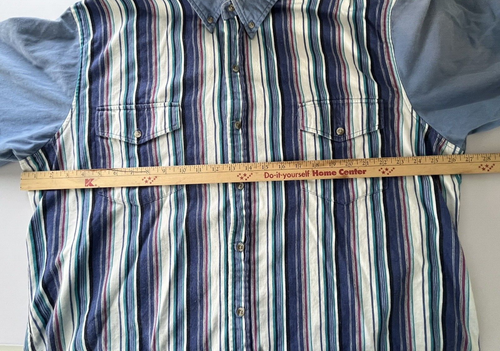 VTG 90s Men’s Blue Purple Shirt XXL Stripe Denim Western Rodeo L/S Cumberland - Picture 9 of 13