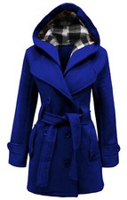 Damen Übergangsjacke Lang Mantel Jacke Hoodie Kapuze Fleece Sweatjacke mit Knopf