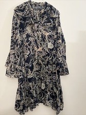 Nasty Gal Blue And Pink Floral Flowy Midi Dress Ruffles Small