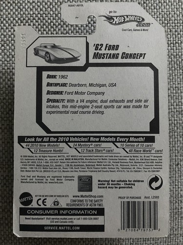Hot Wheels 2010 neue Modelle '10 28/44 '62 Ford Mustang Concept 028/240 gelb - Bild 5 von 5
