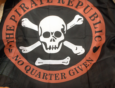  Fahne  Pirat The Pirate Republic schwarz mit 2 Ösen ca.90 x 150 cm Neu,OVP
