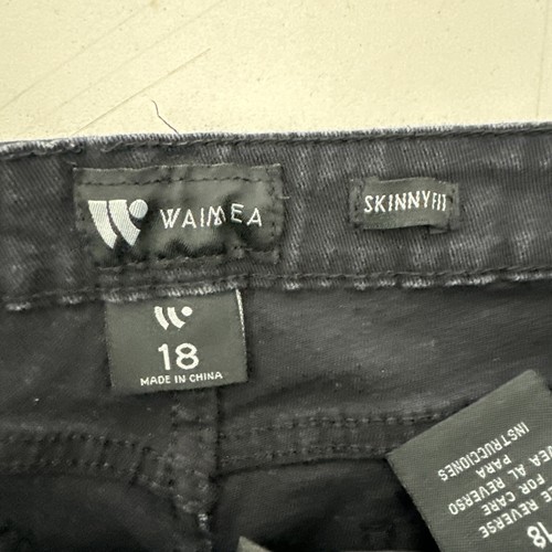 Waimea Jeans Youth Sz 18 Black Skinny Grunge Paint Graphic Graffiti Gothic Emo - Picture 8 of 11