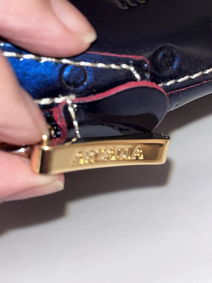 Arcadia Patent Leather Tote Purse Blue Made In Italy - Image 4 of 4