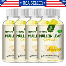 Mullein Leaf Capsules For Lung Cleansing & Detox Herbal Dietary Supplement Pills