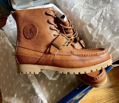 New Polo Ralph Lauren Ranger Tumbled Boots Men's 9.5 D Brown